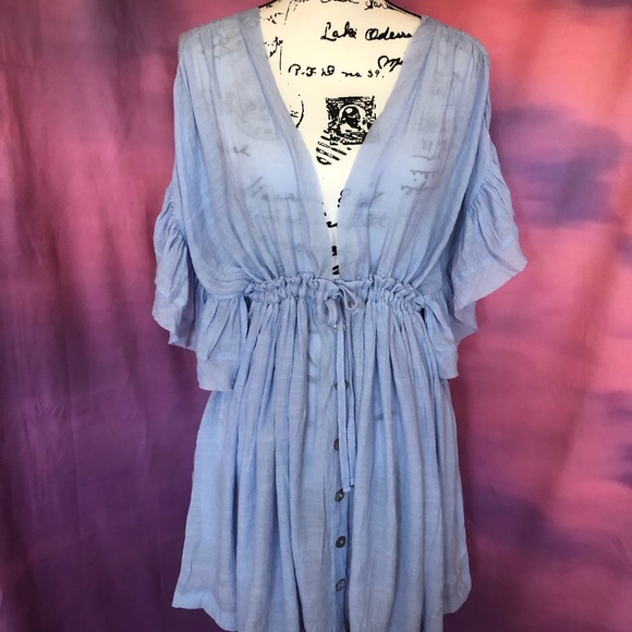 Dress bohemian butterfly sleeve pastel blue bikini cover up - Picture 10 of 12